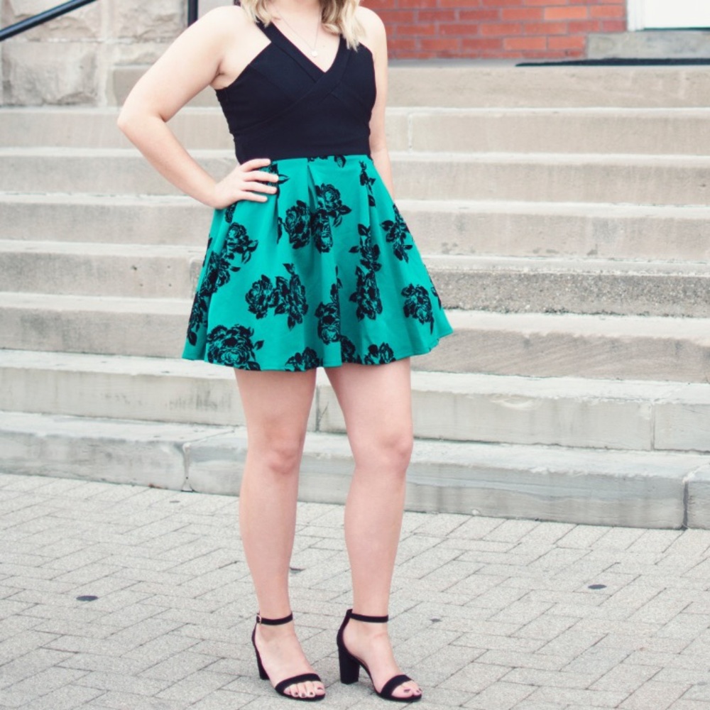 Green floral dress